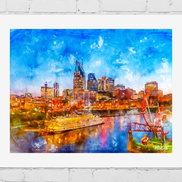 Nashville Skyline Wall Art Etsy