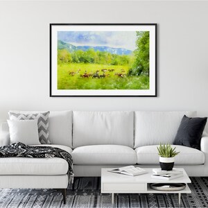 Cades Cove Horses Watercolor Painting: Smoky Mountain Art Print