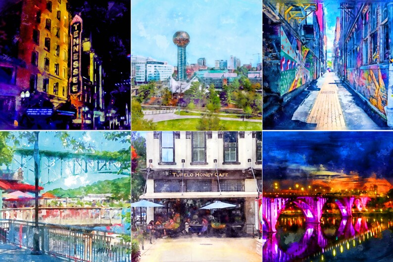 Knoxville Wall Art Set of 6 Framed Gallery Watercolor Etsy