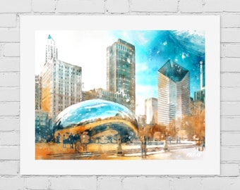Cloud Gate Chicago Framed Art Prints, The Bean Chicago Wall Art, The Bean Office and Home Decor, Cloud Gate Wall Art, Chicago Lover Gifts