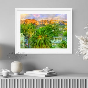 Hollywood Sign Watercolor Art Print: Los Angeles Wall Decor