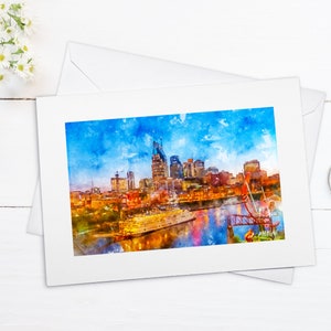 General Jackson Showboat Art Card: Nashville Skyline Watercolor