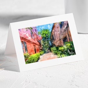 Philadelphia Alley Charleston SC Greeting Card, Charleston Blank Art Card, Charleston Gifts, Iconic Charleston Landmarks, Framed Desk Art