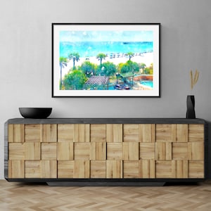 Panama City Beach Watercolor Art Print: Balcony View, Florida Coastal Painting