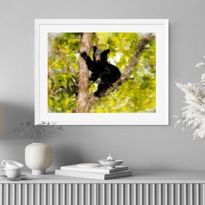 Baby Bear Cub Watercolor Art Print: Smoky Mountain Home Decor