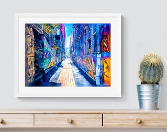 Strong Alley Giclee Watercolor Art Prints, Framed Prints & Canvases of Knoxville, Strong Alley Graffiti Gallery Art Prints, Knoxville Art