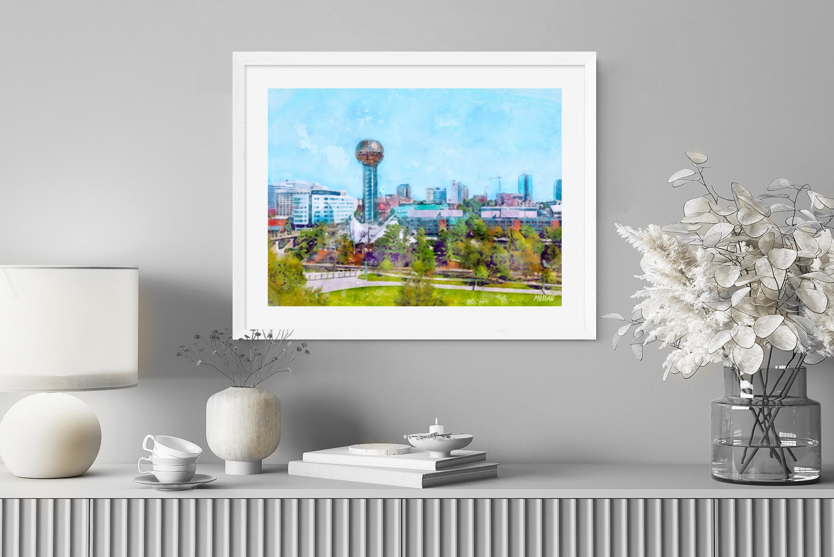 Knoxville TN Skyline Framed Art Prints & Canvases, Knoxville Watercolor