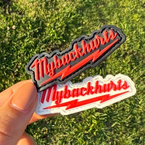 Min rygg gör ont meme rolig 3D gummi PVC moralpatch för väskor, hattar, jackor och västar