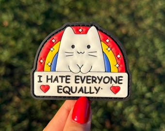 Hasse gleichmäßig Katze Meme lustiger PVC Moral Aufnäher
