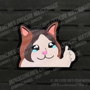 Thumbs Up Crying Cat Meme Funny PVC Morale Patch