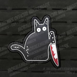 ナイフを持った猫のミーム面白いPVC士気パッチ
