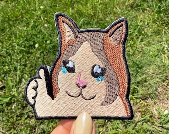 Crying Cat Meme grappige opstrijk-/naaimachine geborduurde patch