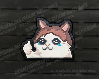 8Bit Crying Thumbs Up Cat Meme Lustiger PVC Moral Aufnäher