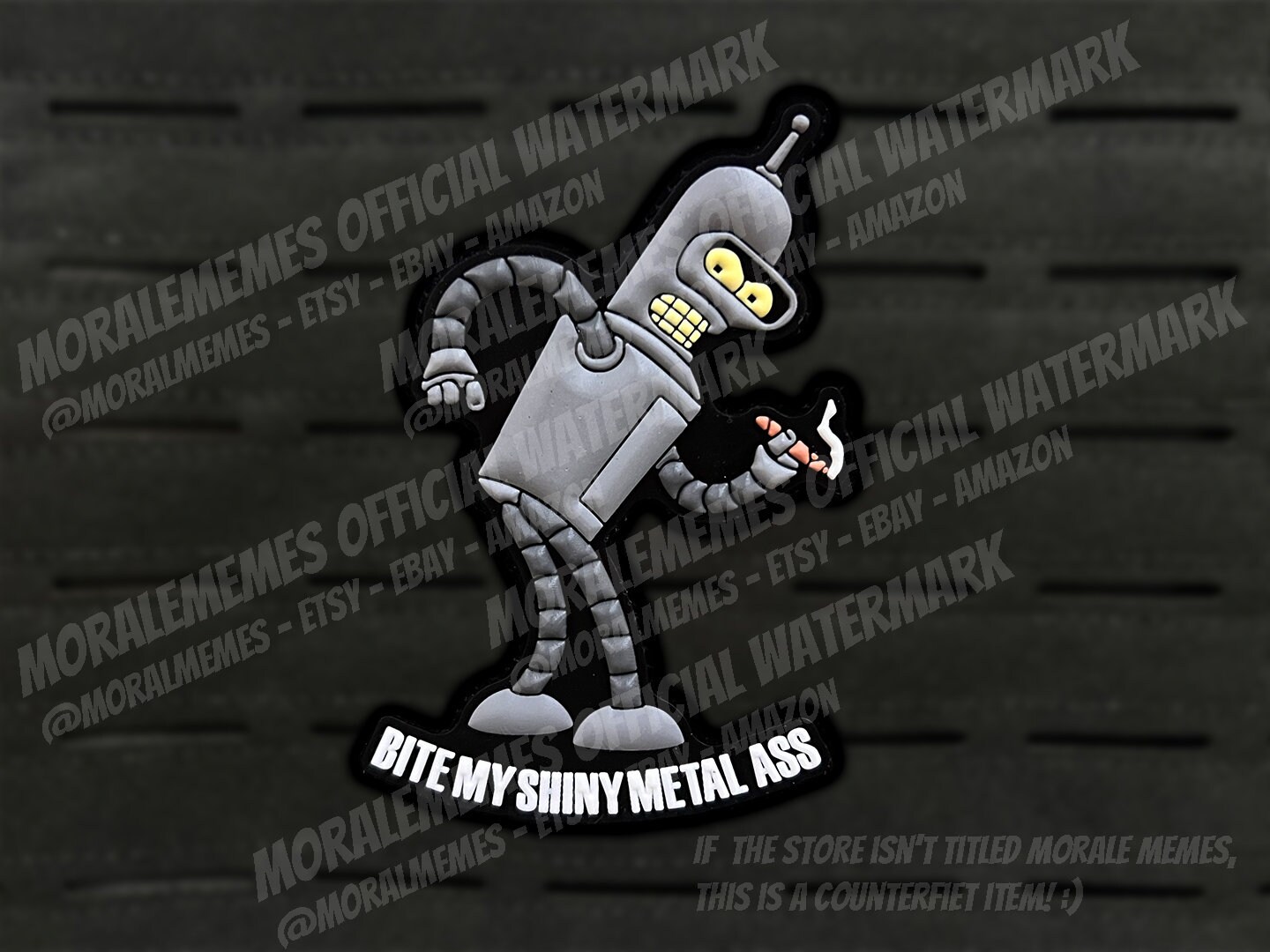 Toppa morale in PVC divertente con meme "Morsa il mio metallo luccicante"