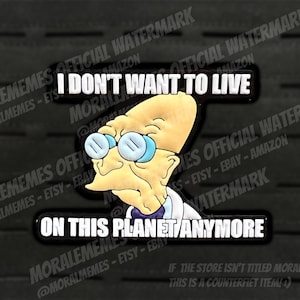 Könnte beinhalten: Ein Schwarzweiß-Cartoonbild einer Figur aus der Zeichentrickserie Die Simpsons. Die Figur trägt einen weißen Laborkittel und eine Brille. Der Text "Ich will nicht mehr auf diesem Planeten leben" ist in weißen Buchstaben auf schwarzem Hintergrund geschrieben.