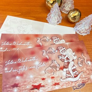 Neptunia's Christmas - a Christmas card with Neptunia and Santa Claus, dancing