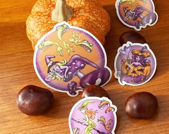 Neptunias Halloween Sticker Set: 3 small + 1 large