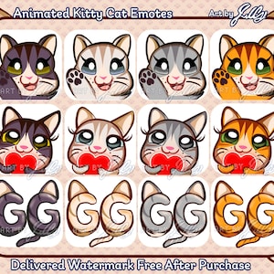 Animated Kitty Cat Emote Bundle (Twitch/Discord) | Neko Kittens | Chibi