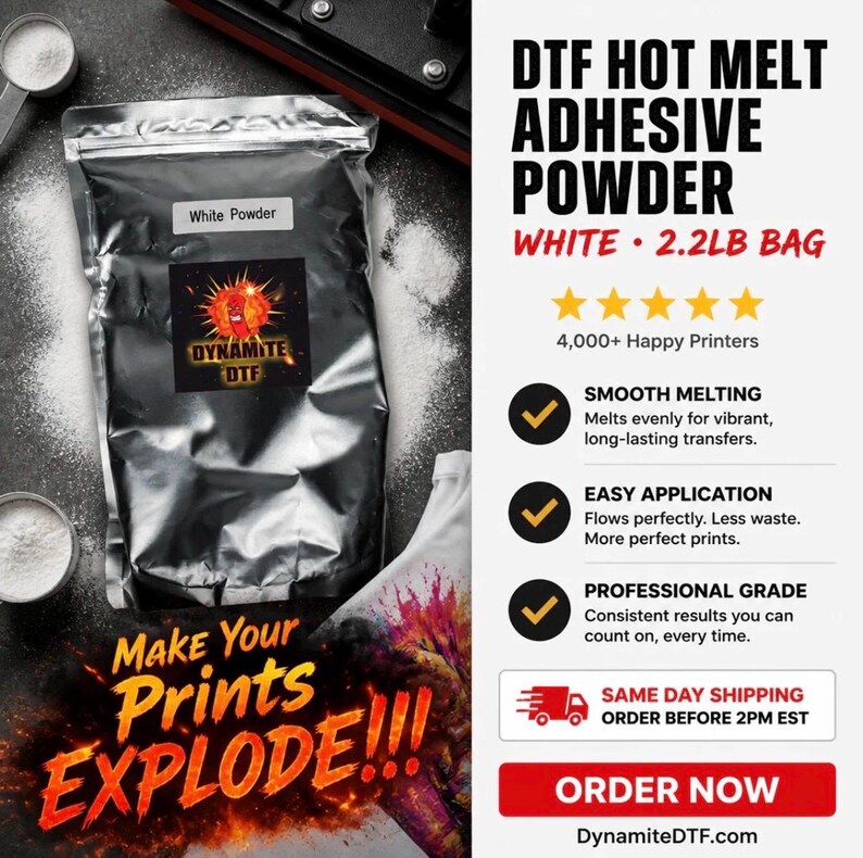 DTF Powder- White Hot Melt Adhesive Powder, 2.2 Pound Bag. bild 1