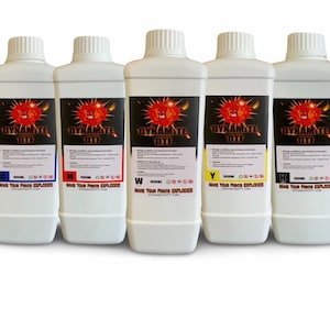 Dynamite DTF Ink Set: CMYK+W, 5 x 1 Liter Flaschen