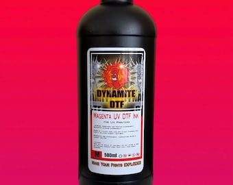 New: Magenta UV DTF Ink for UV Inkjet Printers,Epson Engines, (1)- 500ml bottle Magenta.