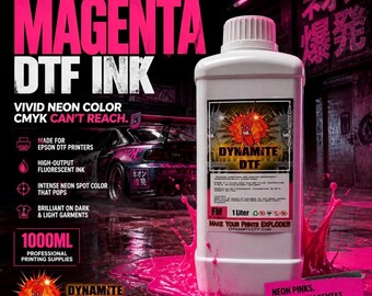 Encre DTF magenta fluorescente pour imprimantes DTF - Bouteille de 1 litre