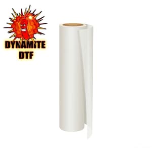 May include: A roll of white DTF transfer film for use with a direct-to-film printer. The film is rolled up and has a brown cardboard core.