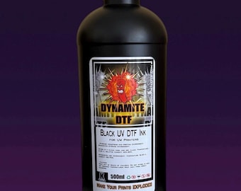 New: Black UV DTF Ink for UV Inkjet Printers,Epson Engines, (1)- 500ml bottle Black.