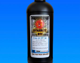 New: Cyan UV DTF Ink for UV Inkjet Printers,Epson Engines, (1)- 500ml bottle Cyan.