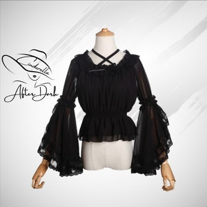 Etsy Black Chiffon Blouse -