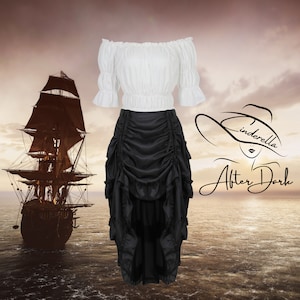 Goth Fashion Pirate Ruffle Blouse and Draw String Black Ruffle Skirt | Goth Cosplay | Festive Women's Pirate Outfit | Add Your Own Corset