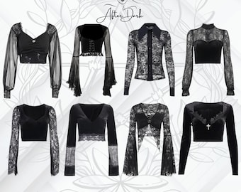 Womens Flare Sleeve Lace Retro Gothic Blouses | Vampirette Tops | Corset Clouses | Renaissance Shirts | Victorian Blouse