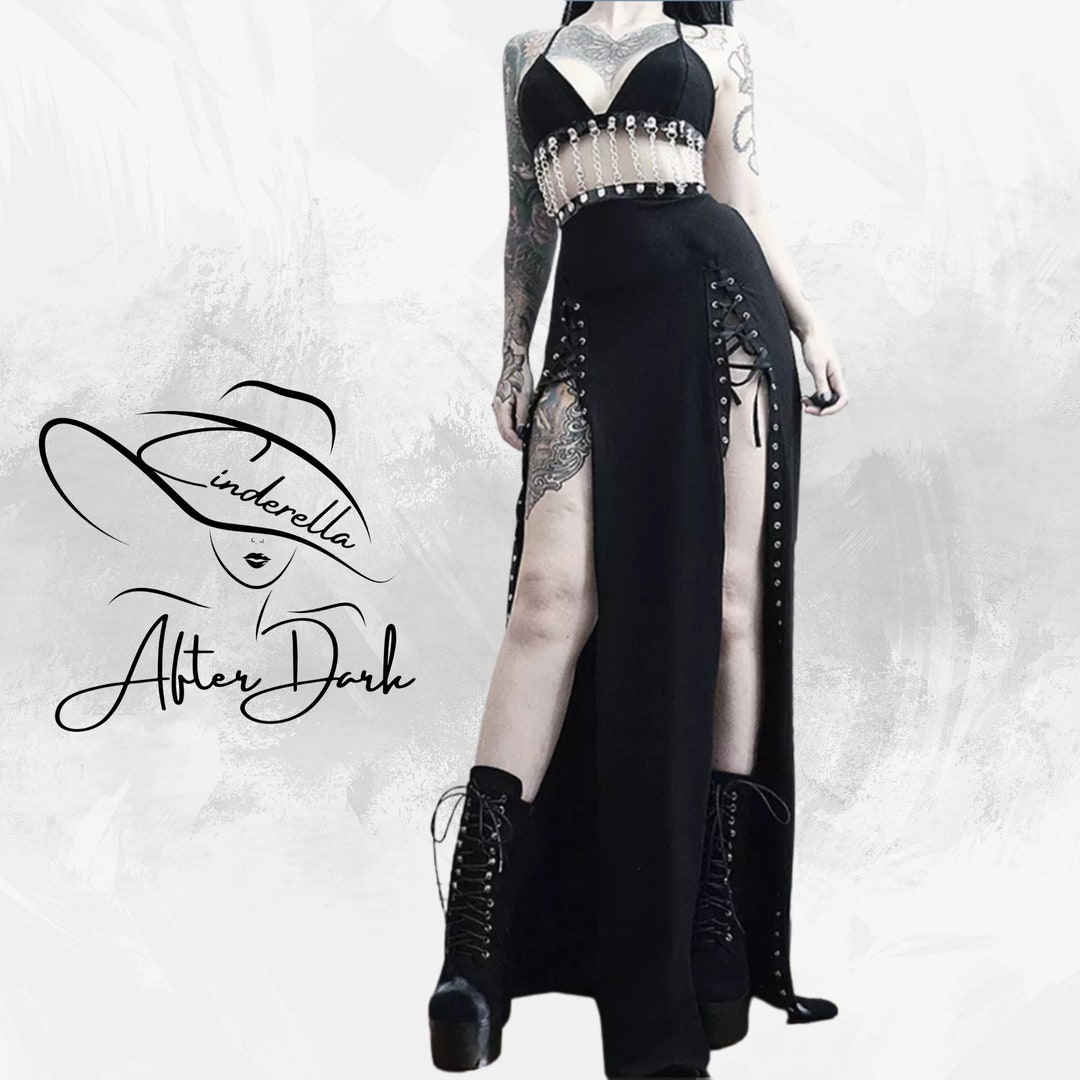 Gothic Chained in Darkness Sexy Hallow Out Dress Unique Goth Etsy