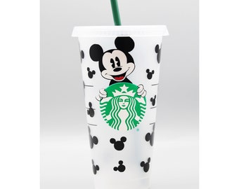 Glitter Disney Print Mickey Custom Starbucks INSPIRED Venti Cold Cup 47 colours Holographic Metallic Minnie Mouse
