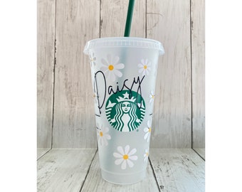 Custom Starbucks Daisy Print Venti Cold Cup | Gift For Her | Floral | Spring | Summer | Girly | Pretty | Cute |