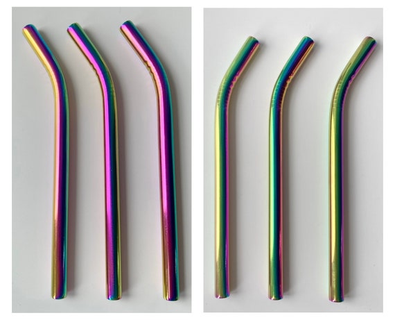 Angled Rainbow Eco Friendly Reusable Extra Wide Metal Straw