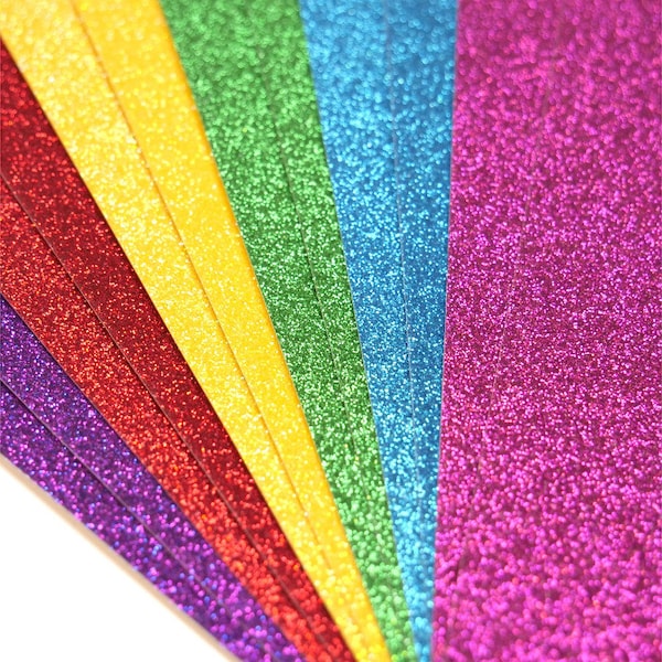 A5 Premium Glitter Adhesive Card | Rainbow Bright | 130gsm | Cutting machine | Craft supplies | Glitter Card | Scrapbooking |