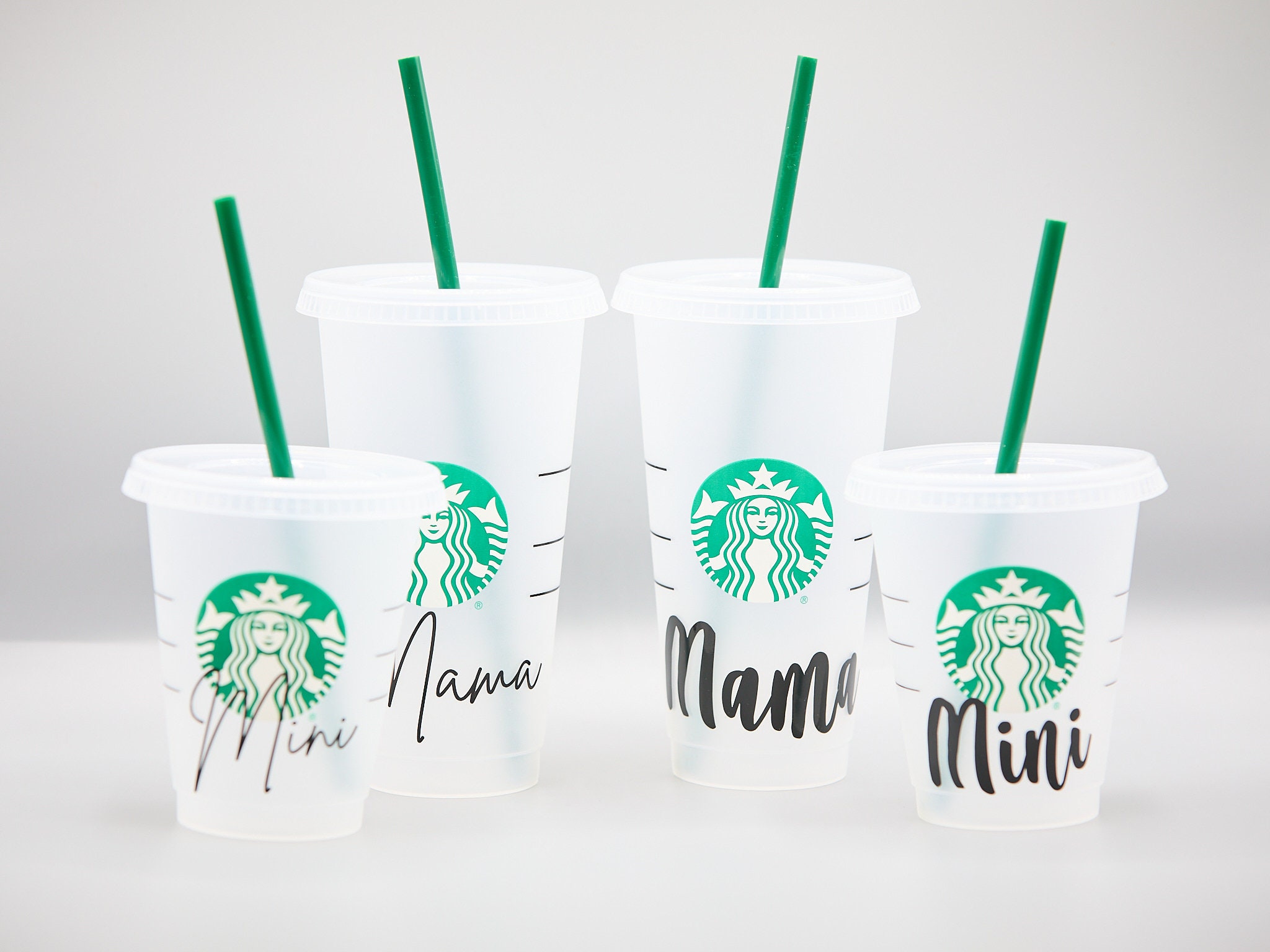 Two Starbucks Reusable Plastic 24oz Cold Cups Venti Size with 2 Lids and  Straws