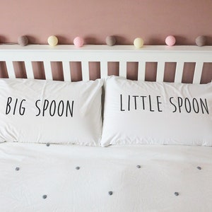 Custom Personalised Big Spoon Little Spoon Pillowcase Pair | Matching Set | Couple Gift | Boyfriend | Girlfriend | Partner | Love | Funny |