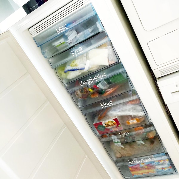 Personalised Custom Vinyl Decal Label Stickers Words | Home Organisation |FREEZER BUNDLE 6/8/10 Drawer