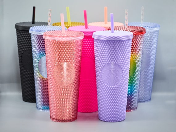 Starbucks Purple Matte Diamond Studded Tumbler Cold Drinks Straw Cups 24oz  Gifts