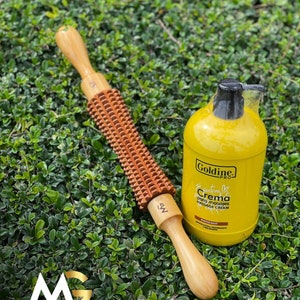 Rodillo Estriado Mazorca + Crema para masajes Goldine