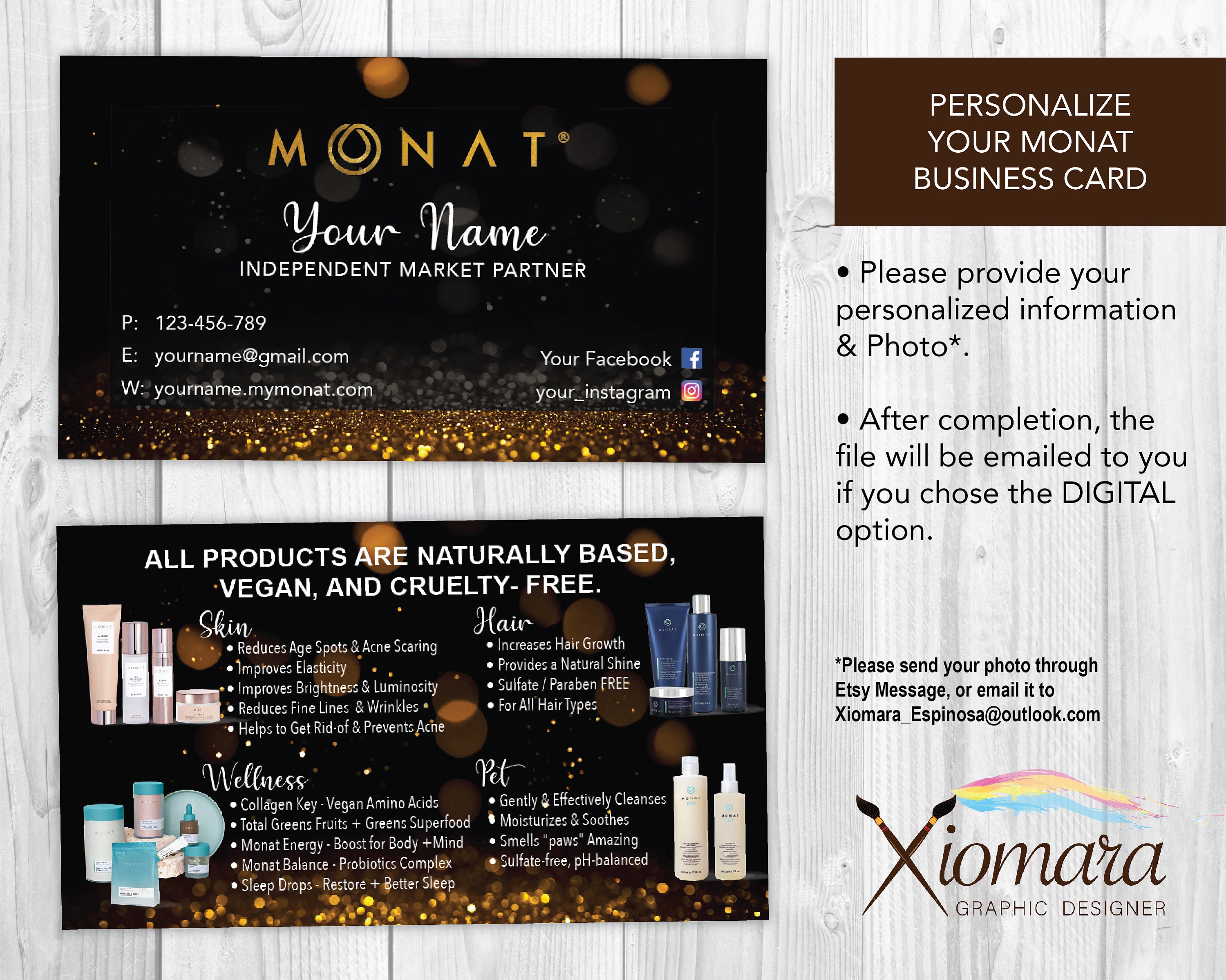 MONAT Business Cards Wellness Program Hairstyle Skin - Etsy
