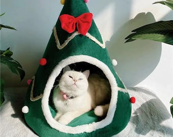 santa hat cat bed