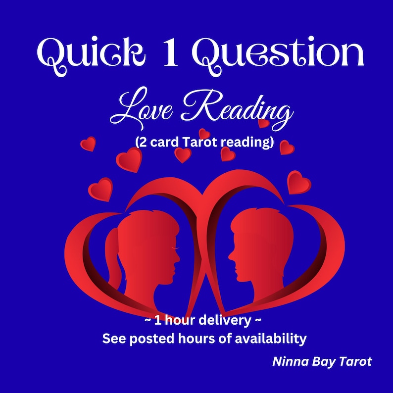 Same Hour Detailed Tarot Love Reading - 2 Card Intuitive Reading | Romance - Connection - Relationship | Accurate Trusted Reader image 1