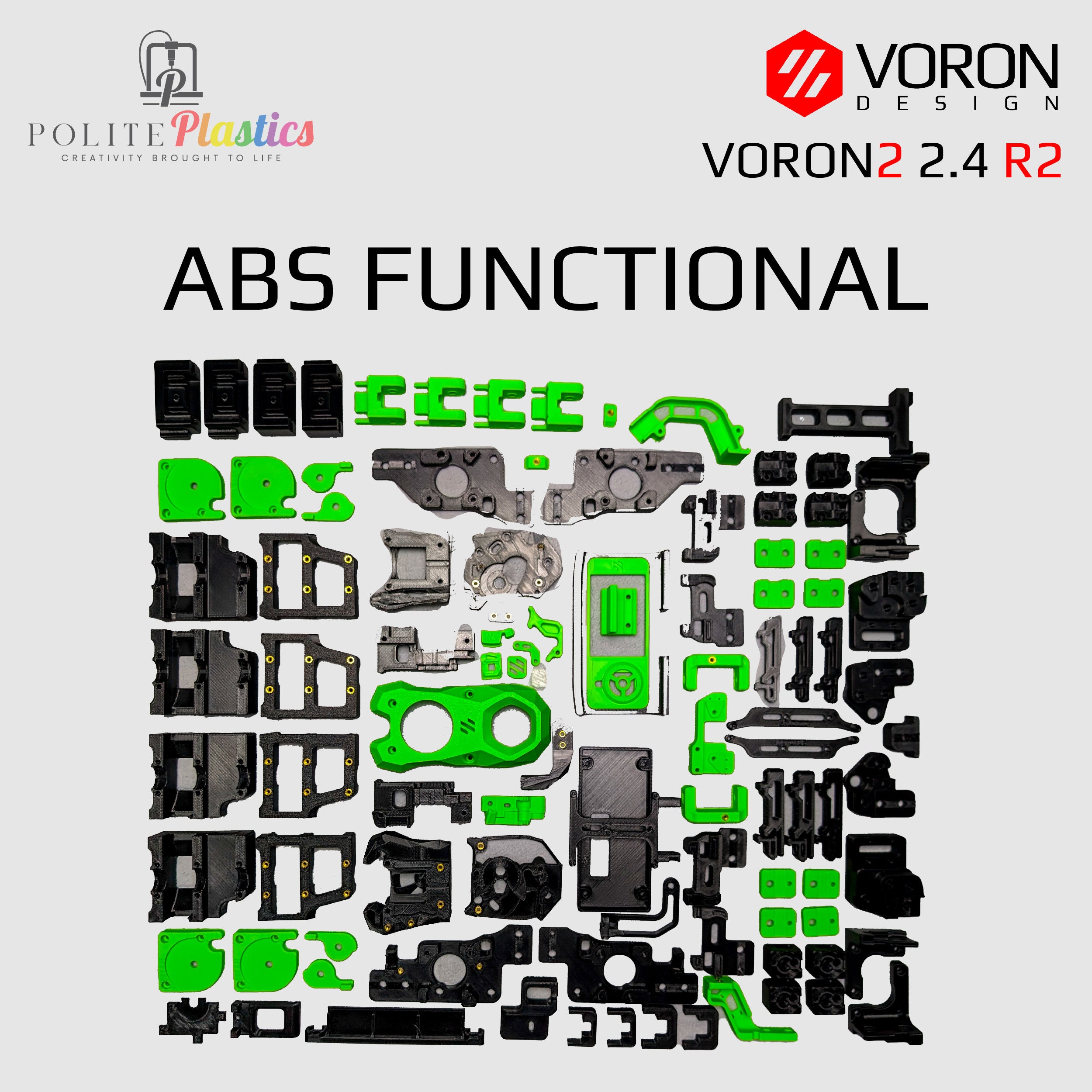 Voron 2.4 R2 Functional (ABS) Stealthburner Parts Kit Multi Color Threaded Inserts Fast Delivery MPX Formbot LDO + Others