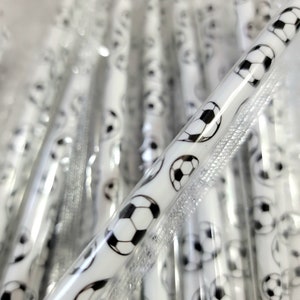 Soccer Print Reusable Plastic Straw