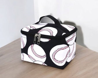 Baseball Print Cosmetic Bag
