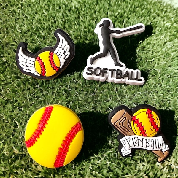 SET OF 4 Softball theme shoe charms