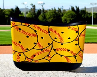 Softball XL Tote Bag w/ Black Top, Bottom, Inside, and Black Straps